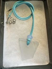 Clear Beach Glass With Glass Bead Pendant Necklace Great For Beach
