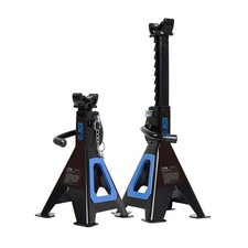 SGS 4 Tonne Ratchet Axle Stands - 2 Piece Set, Locking Pins, Steel, Wide Base