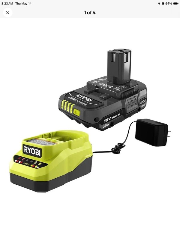 ryobi 18v high performance 2.0AH battery and Charger (Open Box)