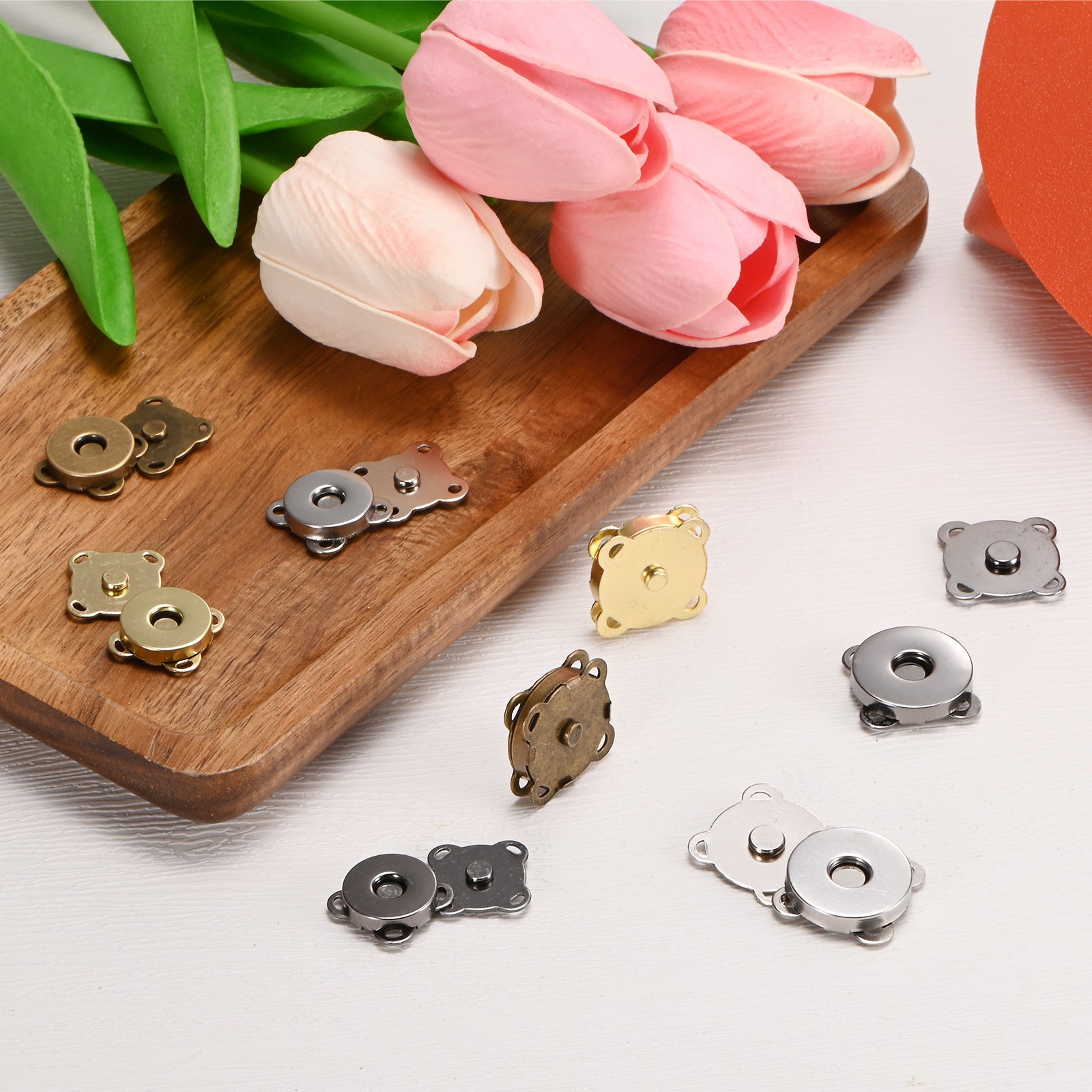 20Set Magnetic Snaps Buttons, Plum Magnetic Snap Closures [Black, 14mm]