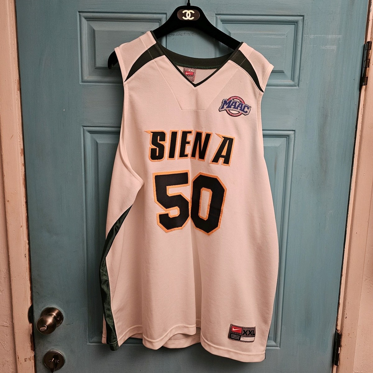 Vintage 90s Nike Siena Saints / Indians XXL MAAC #50 Fred Shear