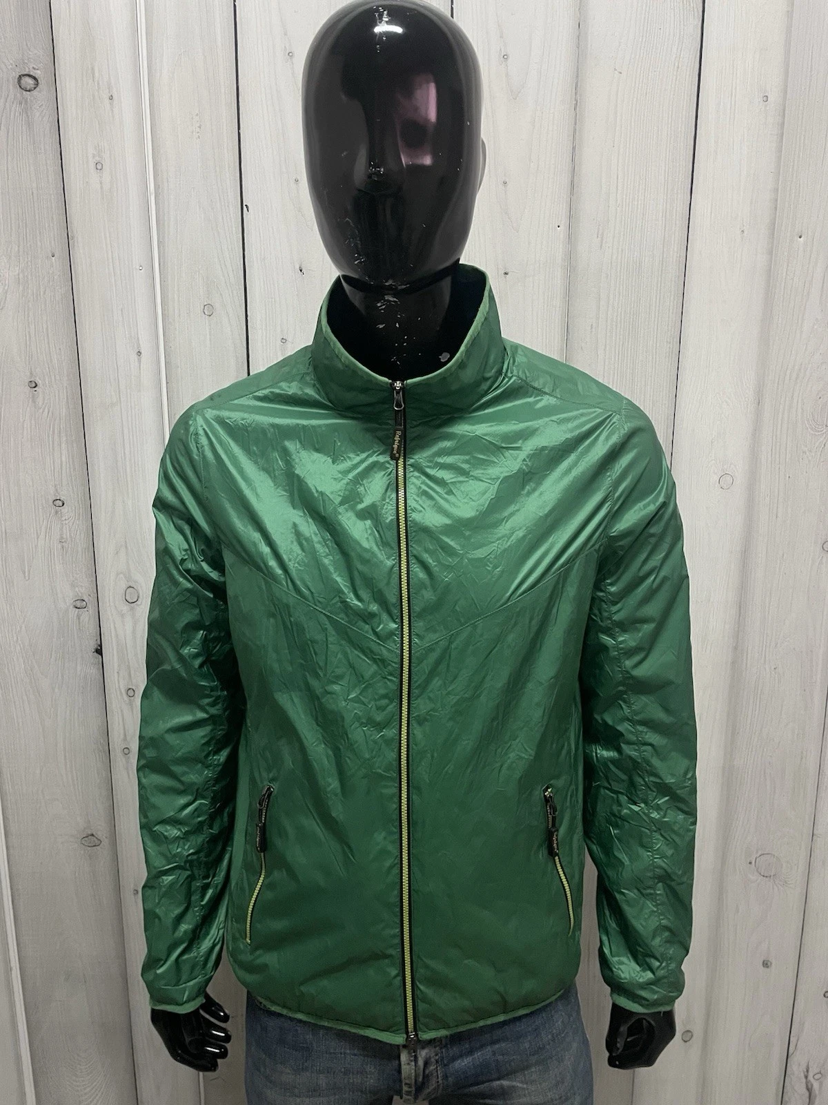 Refrigue Men's Lightweight Green Jacket Full Zip Logo Windbreaker Spring Size M