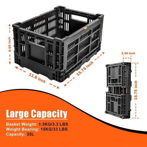 Bike Basket Rear, Folding 35L Large Capacity Rear Bike Baskets, Collapsible B... - Picture 4 of 7