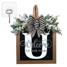 Last Name Year Round Front Door Wreath 11.81in Wooden 26 Letter Welcome Sign ...