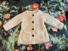 Hanna Andersson EUC Cream Sherpa Fleece Jacket Coat Sz 100 4-5