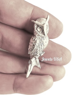 Owl Pendant, Bird Pendant Silver, Night Owl Necklace, Owl Slider By Jewels USA