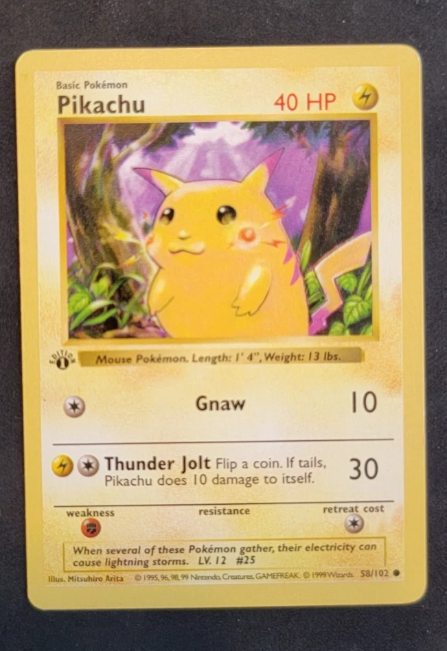 Pikachu Pokémon TCG Shadowless Individual Collectible Card Game