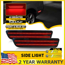 2x Smoked Rear Bumper Side Marker Red LED Light  Lamp For 2005-2009 Ford Mustang
