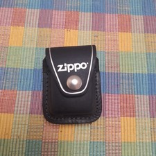 Leather Zippo Lighter Belt Case Made In USA Black And Silver Color