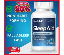 Sleep Aid, Diphenhydramine HCl 50mg, 250 Softgels, Supports Deeper Restful Sleep