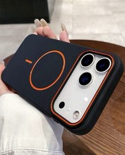 Soft Magnetic Phone Case With Contrast Color Frame Compatible IPhone 17 Pro Max
