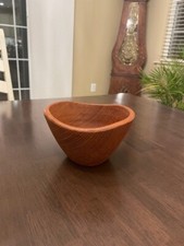 Hand turned Olive Wood Bowl 4" tall 4.5 wide Itlay