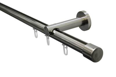Gardinia Gardinenstangen Set Isa 1-Lauf Ø 20mm 160-220cm edelstahl-optik Metall