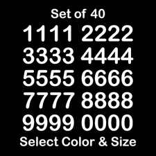 0-9 Set of 40 Numbers Vinyl Sticker Decals Select Color & Size 1/2" thru 4"