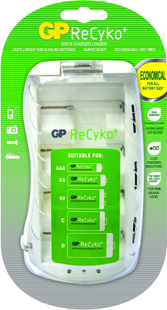 Caricabatterie Universal Gp Recyko + per Tutti Tipo Di Pile -nuova Generazione