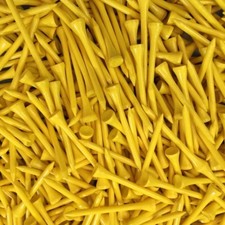 100 pcs Real Wooden Tees Yellow New Golf Natural Long Length Tee 2-3/4" 70mm
