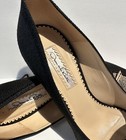 OSCAR DE LA RENTA Black Linen Leather LIZARD SKIN Open Toe High Heel Shoes Pumps — photo 7