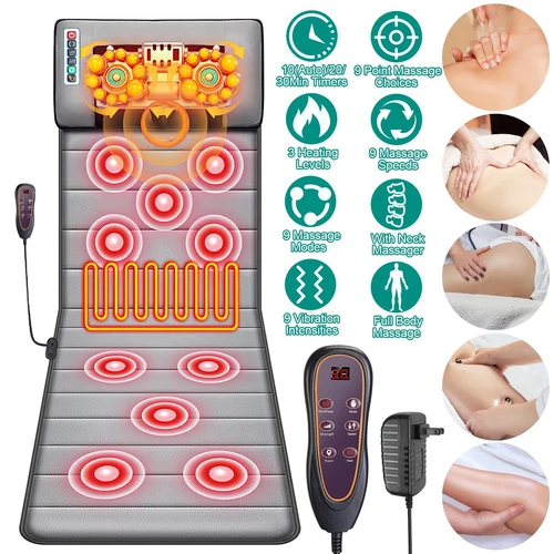 Full Body Massage Mat with Heat 10 Neck Shiatsu Kneading Massage Heads - Picture 4 of 17