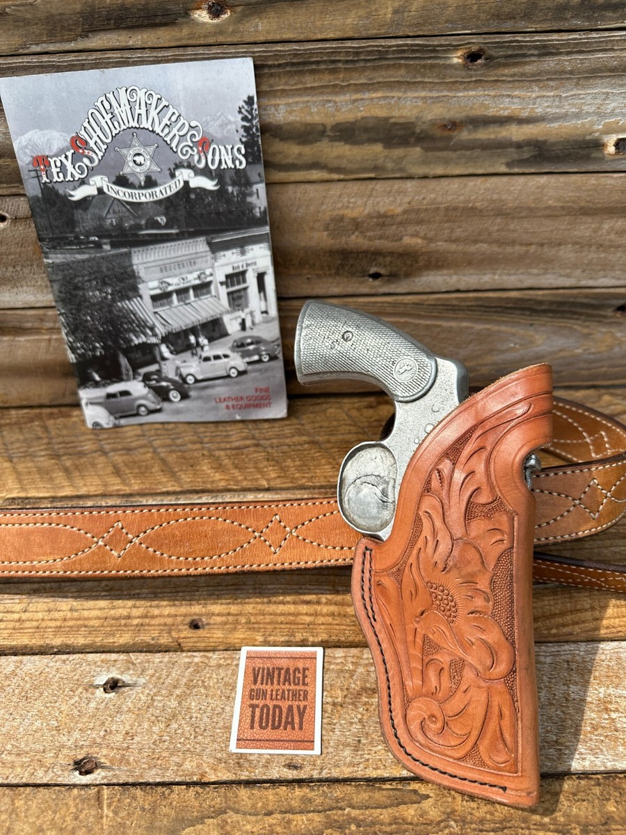 1970s Vintage Tex Shoemaker Floral Carved FBI Style Holster for