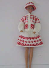 Vintage Barbie Clothing Fashion Beautiful 3 pc Knit/Crochet Outfit Shoes Purse