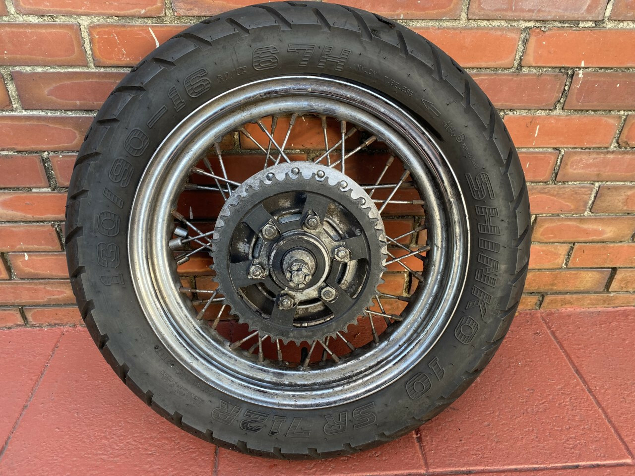 1979 kawasaki kz 650b rear wheel and tire. With sprocket, axle, spacers ...