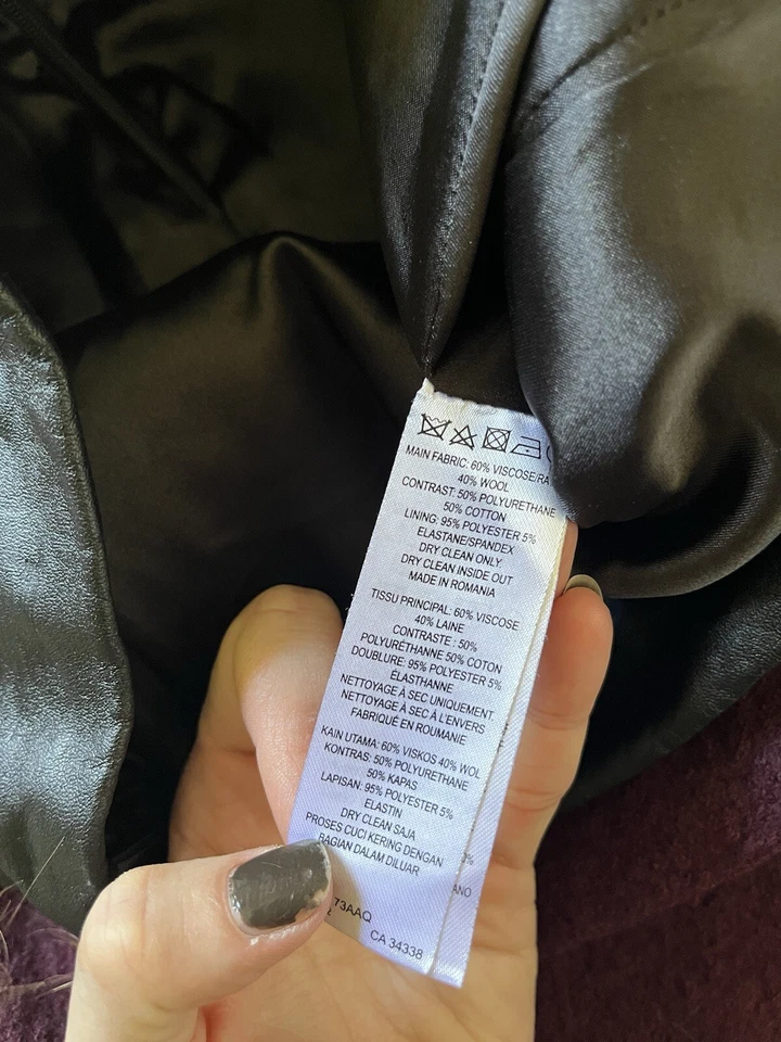 Minifalda para mujer French Connection mezcla de lana talla 6 púrpura cuero negro Foto 4 de 4