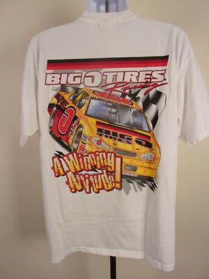Vintage Autographed BIG O TIRES Racing Tee Shirt  Size XL Proven Performance
