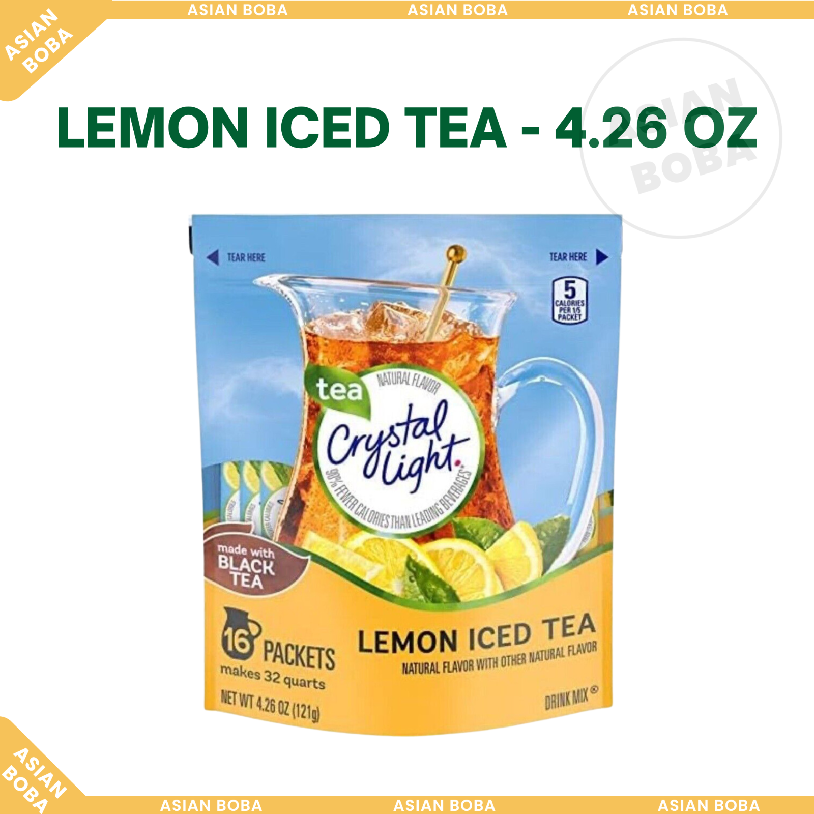 Crystal Light Peach Iced Tea Powdered Drink Mix - 16 Packets - 4.26 oz Total