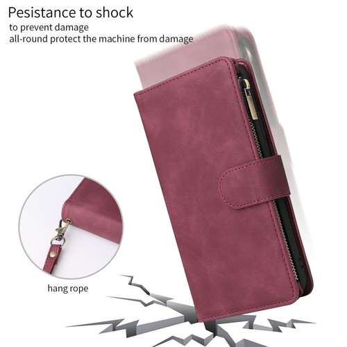 Zipper Flip Wallet Leather Card Case Cover For iPhone 14 13 12Pro 11 XR 7 8 Plus - Picture 35 of 36