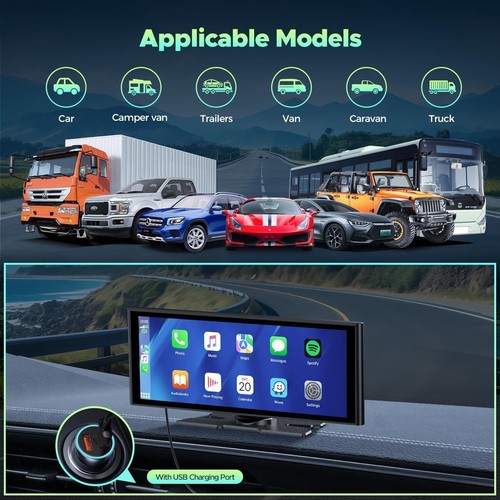 4K Dash Cam 10.26"Car Stereo Radio Wireless Apple Carplay &Android Auto+Rear Cam - Picture 9 of 10