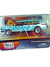 AUTO WORLD HO SLOT CAR '59 CADILLAC CARFFITI AMBULANCE BLUE/ BLACK/WHITE 2011 R5