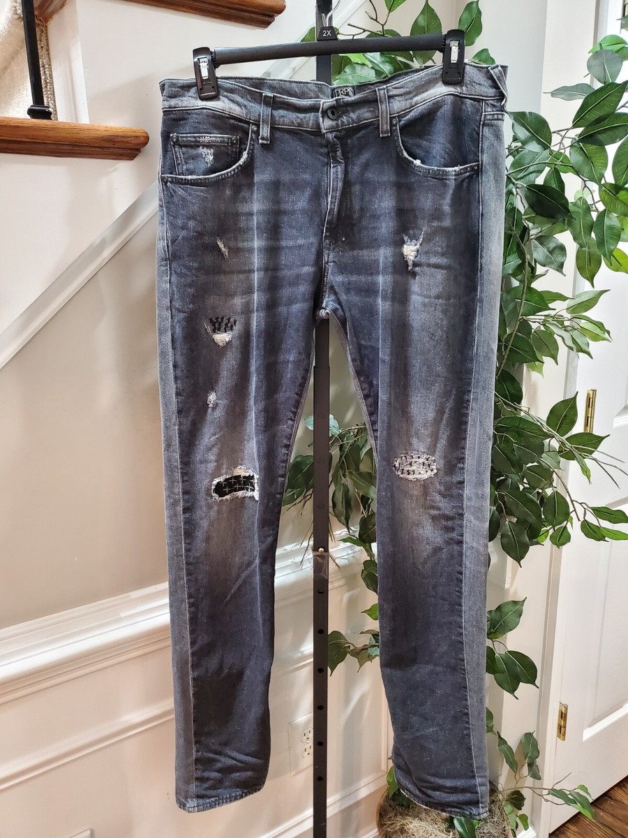 PRPS Le Sabre Men Grey Denim Cotton High Rise Slim Tapered Fit Casual Jeans  36