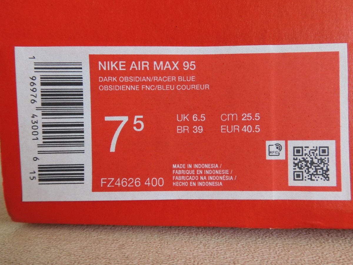 あああ Nike Air Max 95 Dark Obsidian Blue-Racer Blue Mens Sz 7.5 [FZ4626