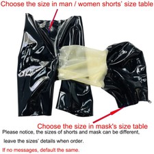 Black Latex Shorts  Latex Hood one-piece Wraps Panties for Fetish ClubWear BDSM