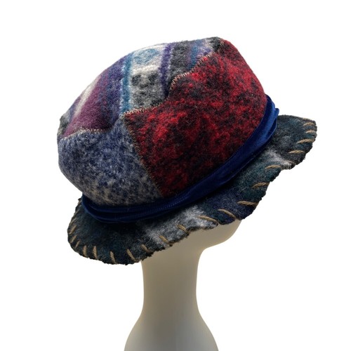 Vintage 1995 Y2K Handmade Patchwork Wool Bucket Hat By Crispina Ffrench One Size - Picture 2 of 7