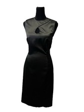 Vintage 90's Newport News High Neck Key Hole Knee Length Black Dress Size 4