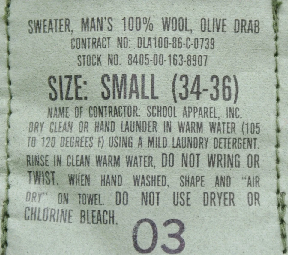 Original Army Pullover US Wool Military Sweater Surplus Winter Work Jumper - Image 3 of 4