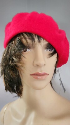NWT Parkhurst Red Wool Classic French Beret Hat 100% Wool  display picture 3