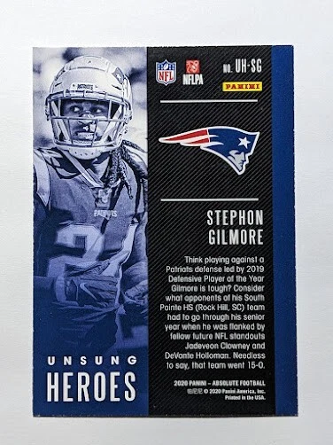 STEPHON GILMORE 2020 Panini Absolute #UH-SG Unsung Heroes - Image 2 of 2