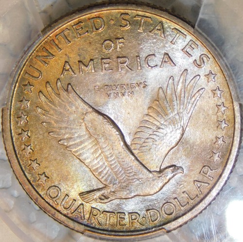 1917 Standing Liberty Quarter PCGS MS67+ FH Type 1 Toned 25C CAC Sharp Silver - Picture 7 of 7