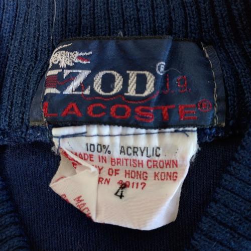 Vintage Izod Lacoste Youth Size 4 Sweatshirt Snap Up Blue Red White Flawed READ - Picture 3 of 16