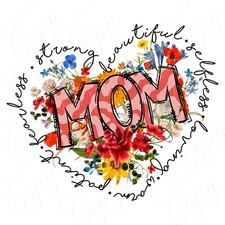 Ready To Press Sublimation Heat Transfer Mom Heart Flower Mothers Day