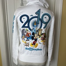 Disney Parks 2019 Disney World Mickey and Friends Zip-Up White Hoodie Size XS