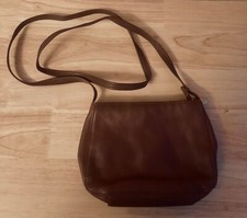 Vintage Liz Claiborne Small Brown Leather Co Shoulder Bag Crossbody Bag Estate