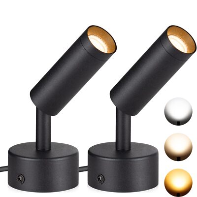 2 Pack LED Spotlights 3W Indoor Uplight Dimmable Accent Lamps for Art Plants