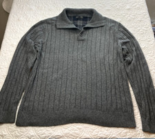 Banana Republic Mens XL Sweater Cotton Nylon Wool 1/4 Button Pullover Grey