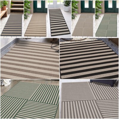 OUTDOOR GARTEN TEPPICH FLACHGEWEBE TERRASSENMATTE WASSERDICHT UV BESTÄNDIG WENDBAR