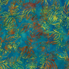 Benartex Batik Bali Fantasy Garden "Leaves" turquoise 9187 84 by half-yard