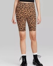 Wild Fable Women's High-Rise Bike Shorts Leopard Print Size Medium