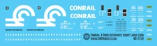 N Scale - Conrail 4 Door Autoparts Box Car Short Large Logo Decals